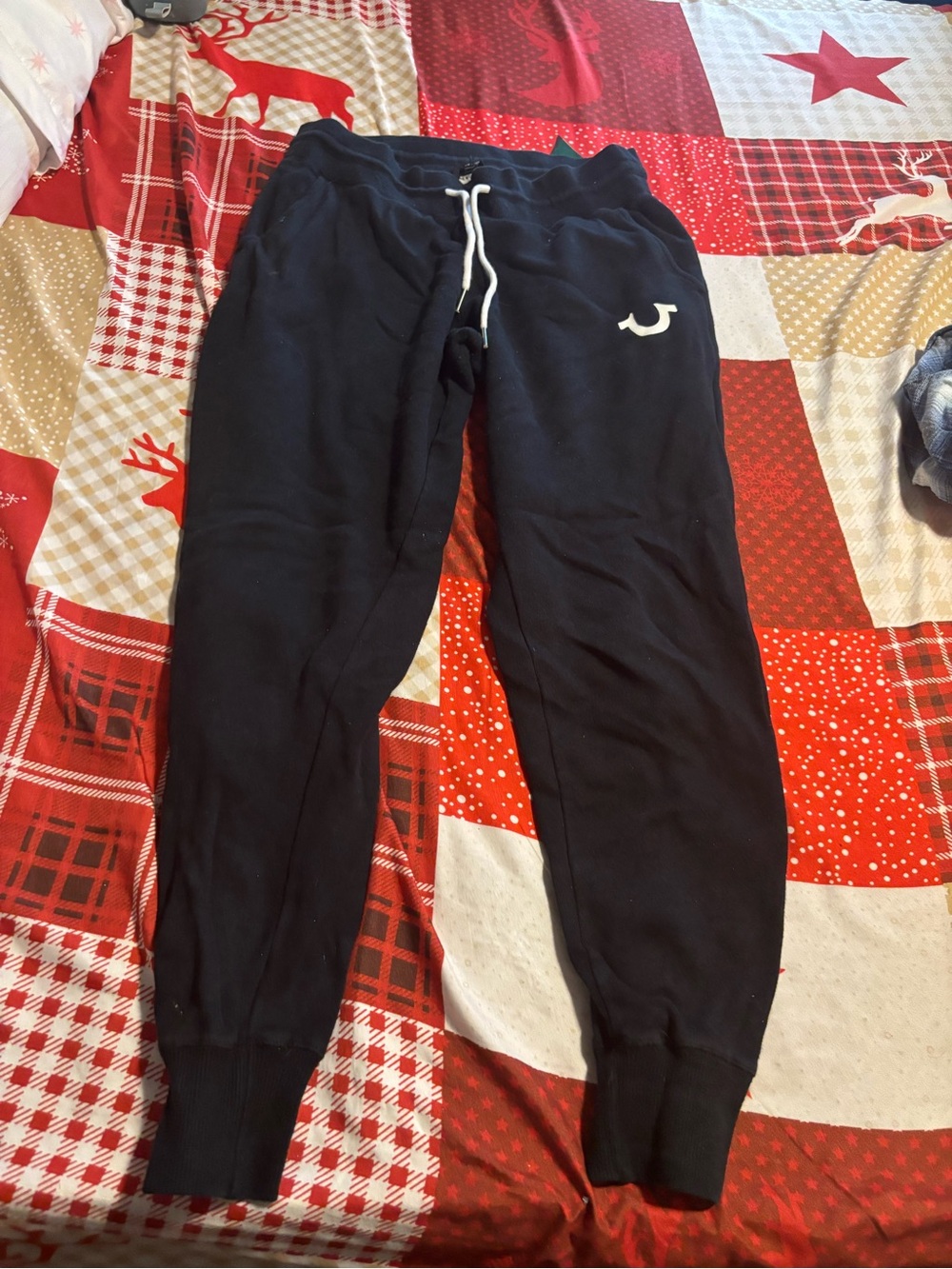 True Religion Black Sweatpants with White Drawstring